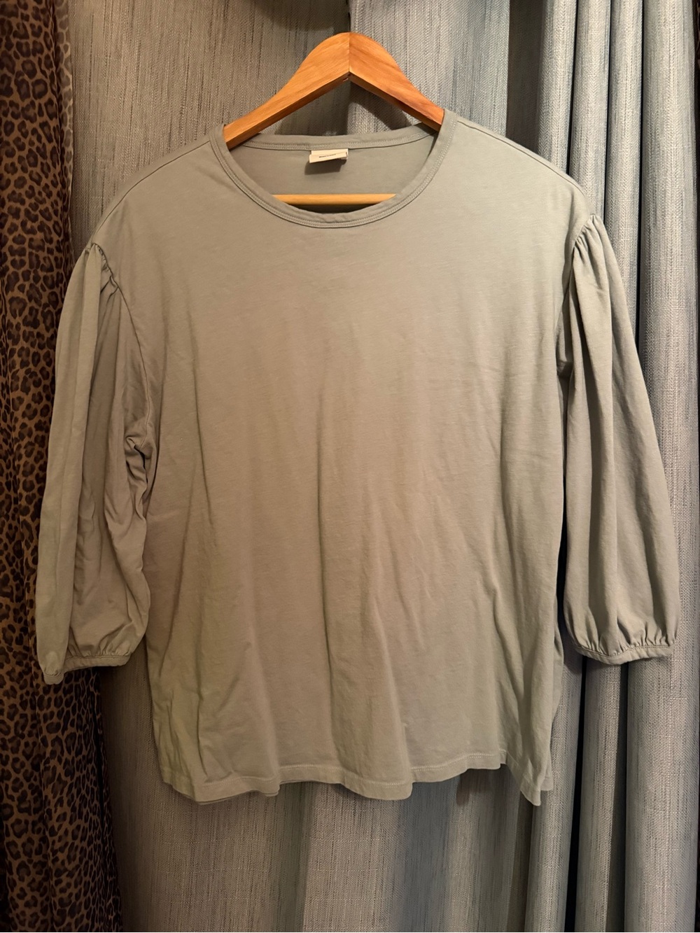 Boob Design Sage Green 3/4 Puff-Sleeve Breastfeeding Top